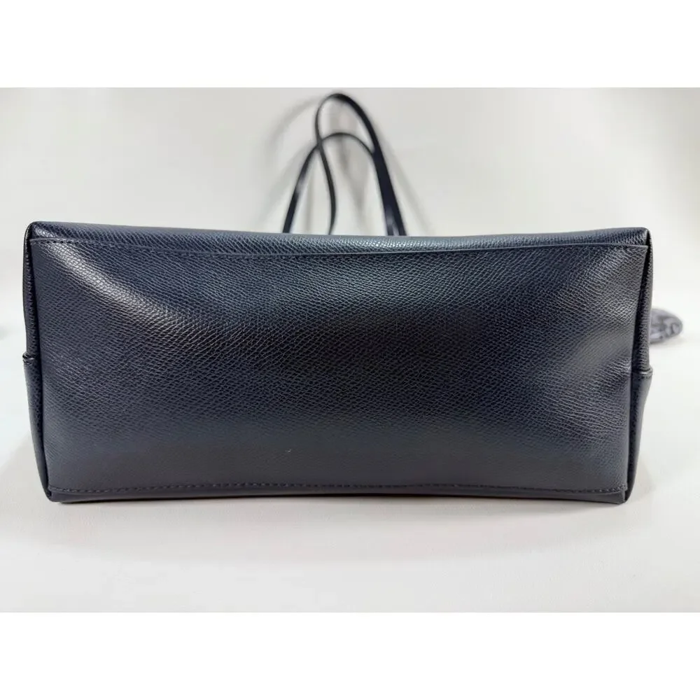 Coach Gallery Tote Bag Navy Blue Crossgrain Leather Gold Hardware F79608